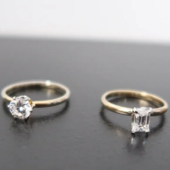 Two 14K Gold Filled Ring with White Stone - Picture 7 of 11